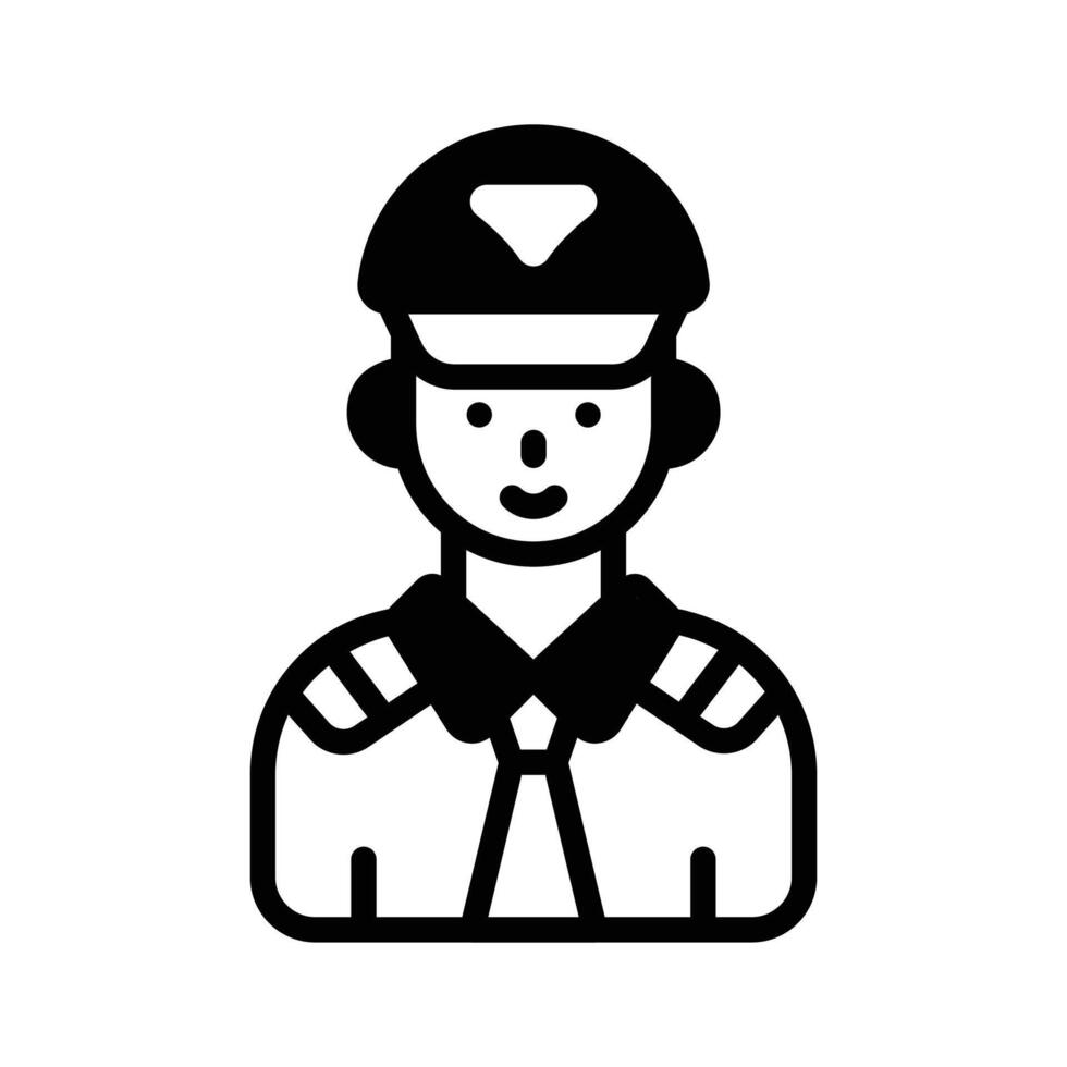 A customizable glyph style icon depicting pilot profile. vector