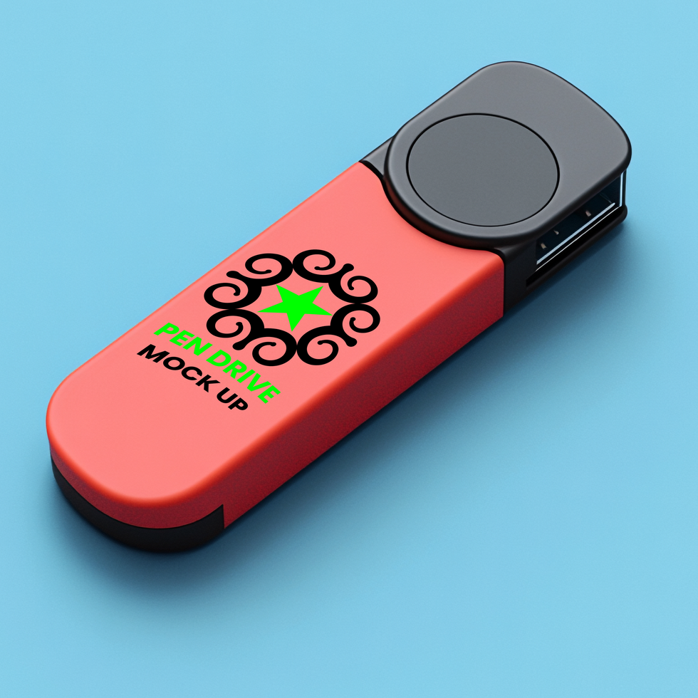 Microchip Pen drive mock up used for personal storage with plug Pen drive mock up utility psd