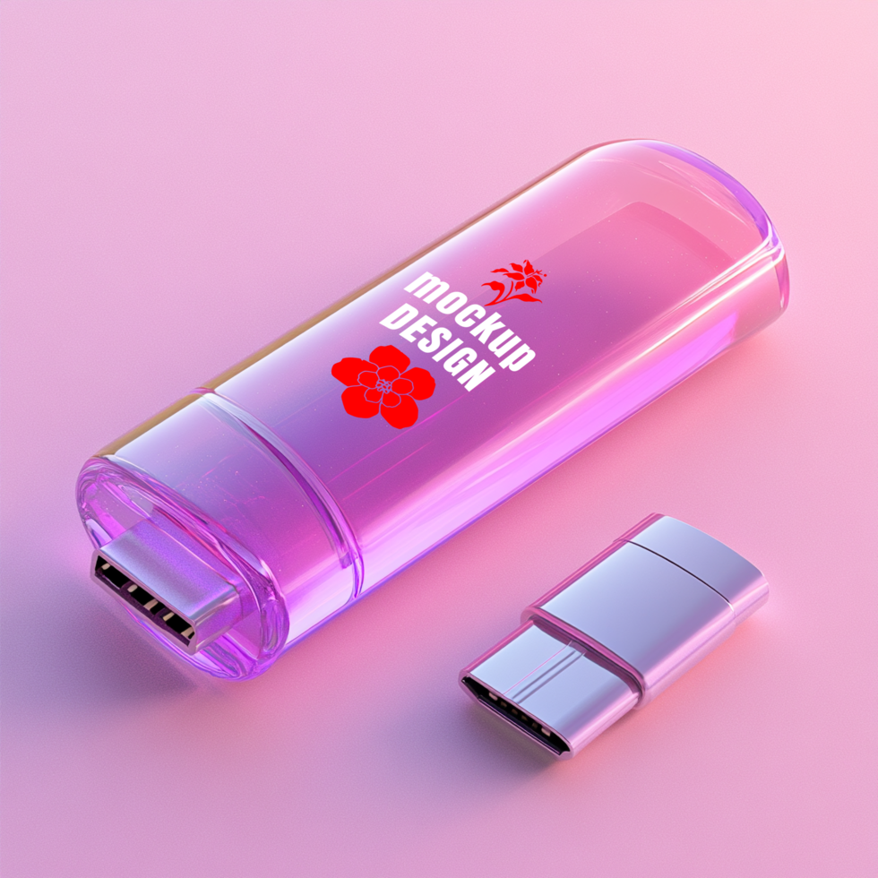 Modern transparent Pen Drive Mock Up USB Flash Drive With Keychain Hole For Easy Carry psd