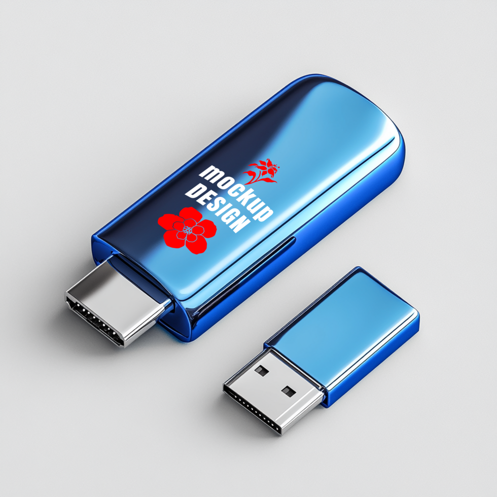 Digital Pen Drive Mock Up USB Stick With Transparent Cover Showing Internal Parts psd