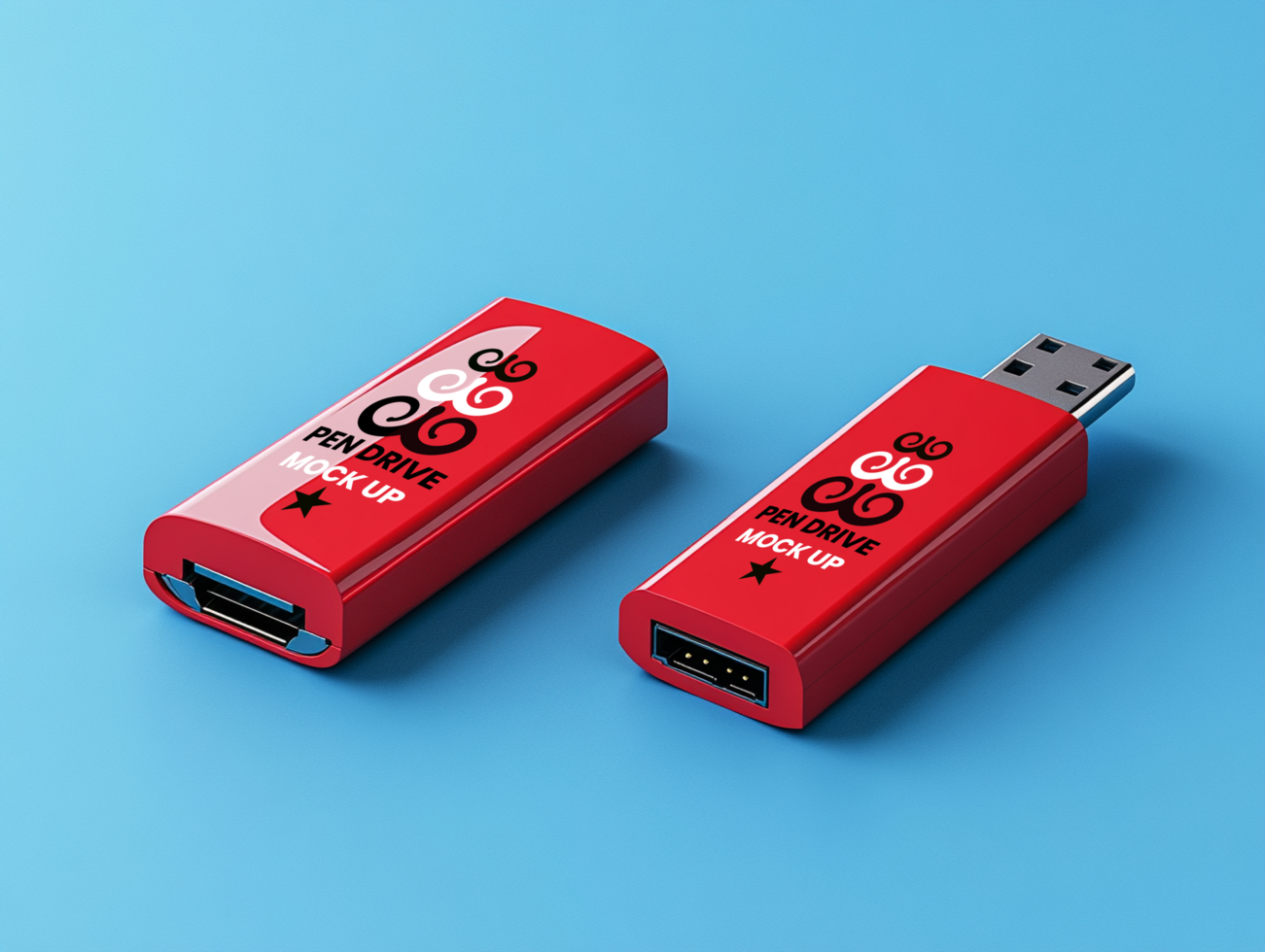 Pen Drive Mock Up Sleek Portable USB Data Storage Device Isolated View psd