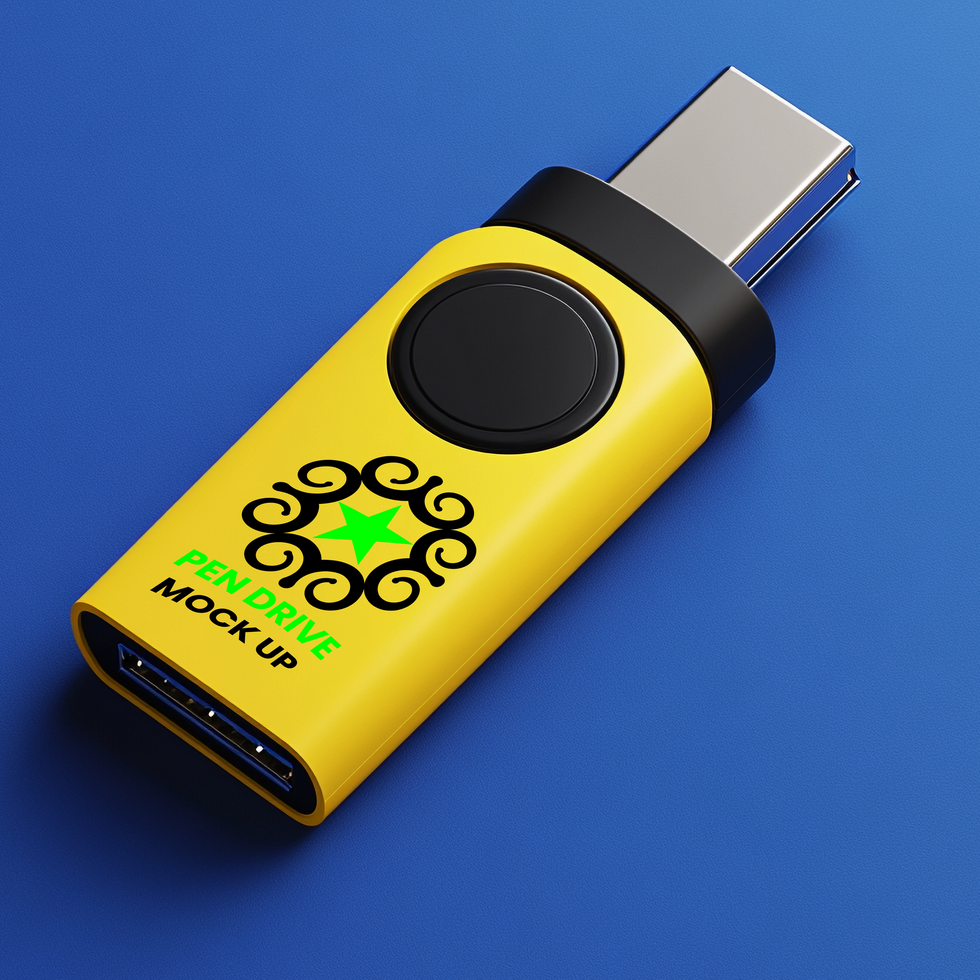 Realistic Pen Drive Mock Up Compact USB Flash Drive For Data Transfer And Backup psd