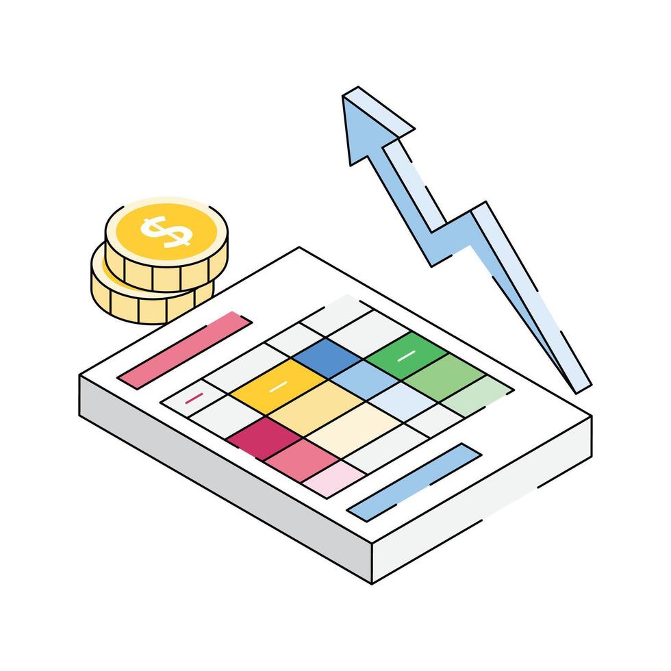 A handy isometric outline icon of profit report vector