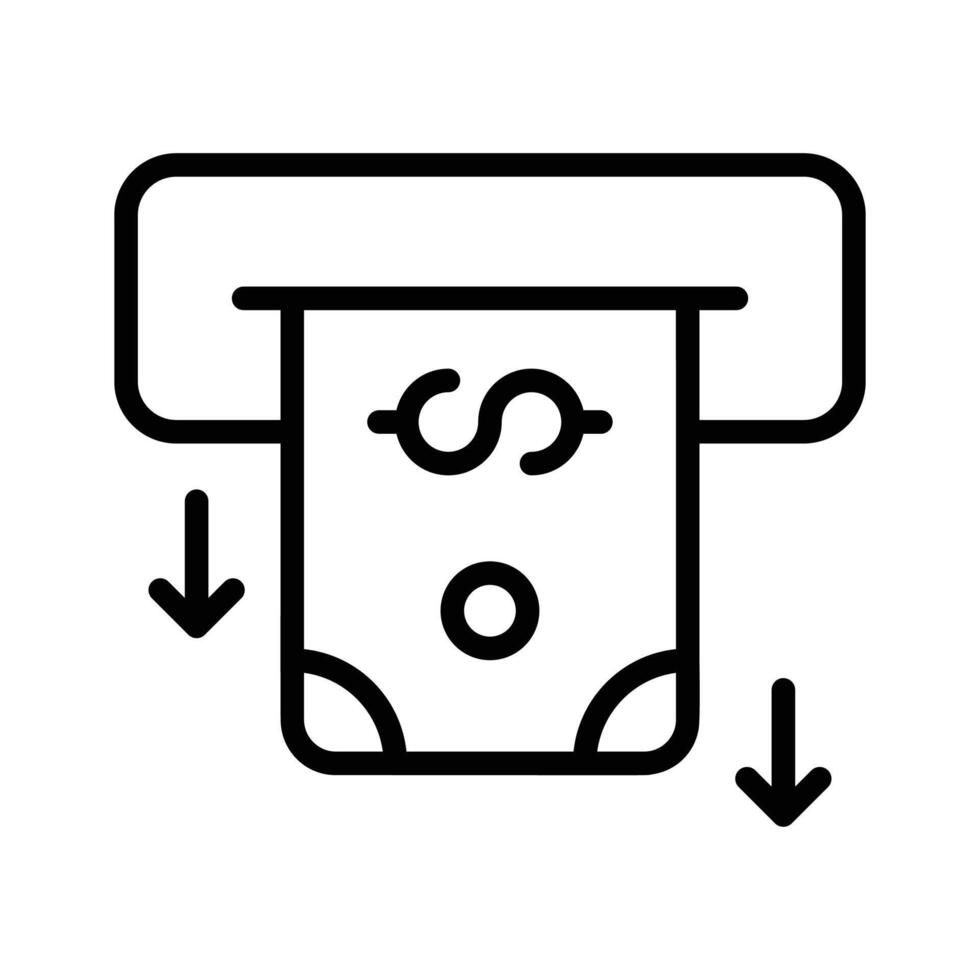 Ready to use linear style icon of cash withdrawal vector