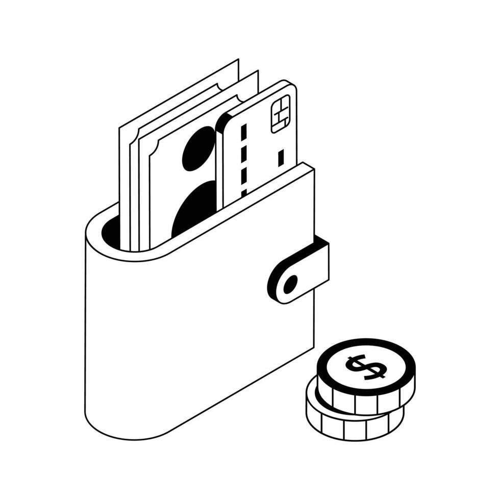 Ready to use isometric icon showing money wallet. vector