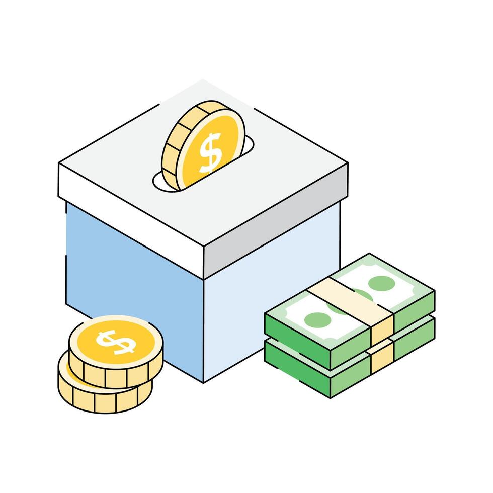 A well designed isometric icon of donation box vector
