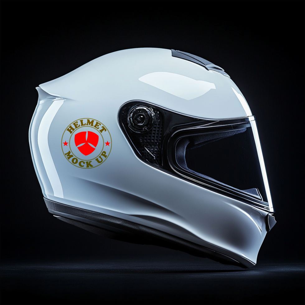 Dynamic helmet mock up featuring helmet mock up visor with flexible helmet mock up placement psd