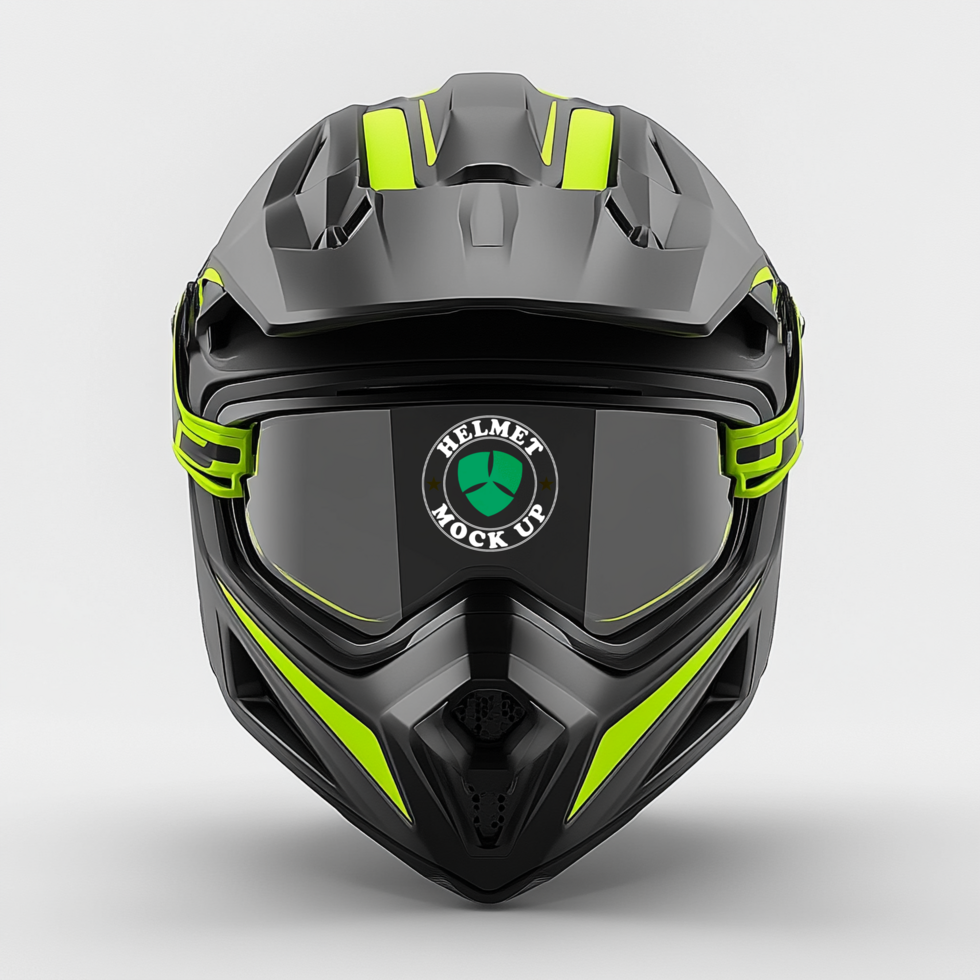 Helmet mock up artist piece with helmet mock up model for helmet mock up display psd