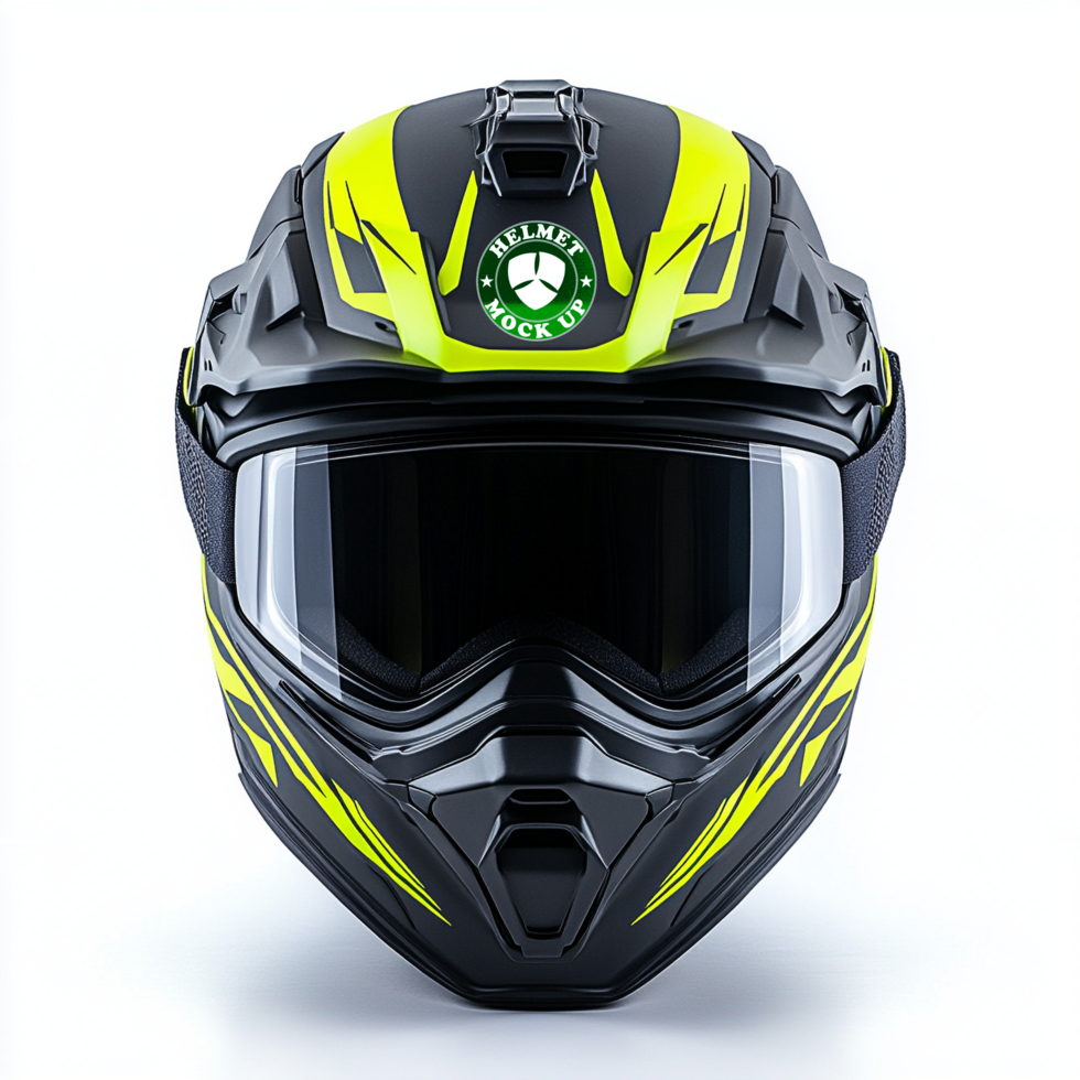 Modern helmet mock up with helmet mock up reflection in helmet mock up finish psd