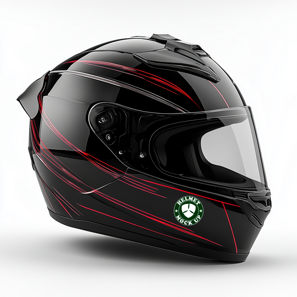 Helmet mock up gear with helmet mock up facemask in helmet mock up scene psd