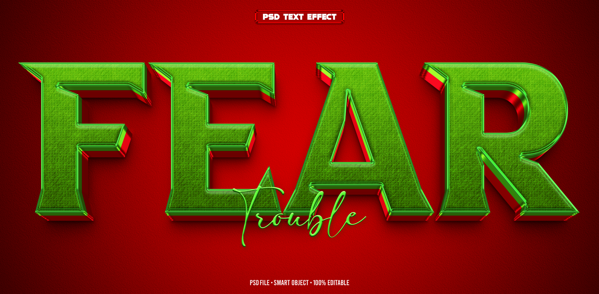 Fear 3D editable text effect psd