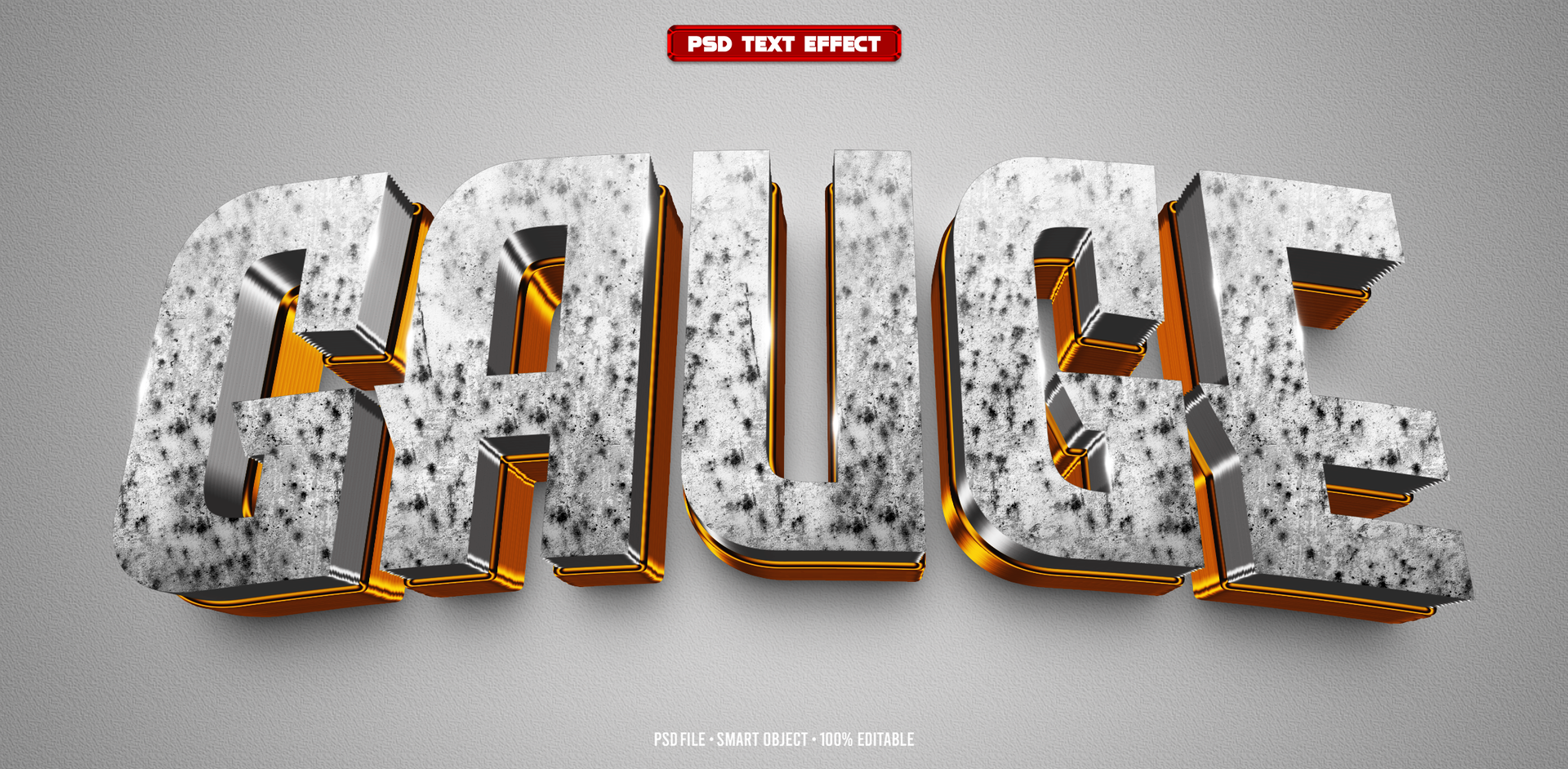 Gauge 3D editable text effect psd