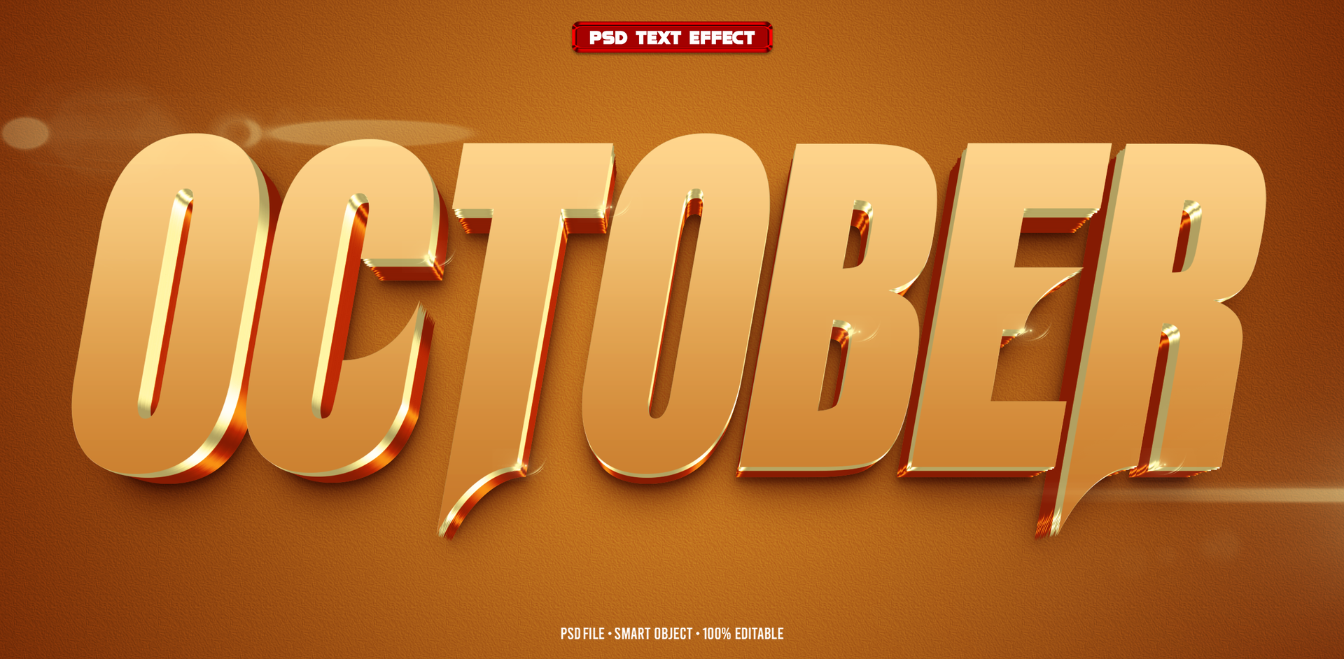 October 3D editable text effect psd