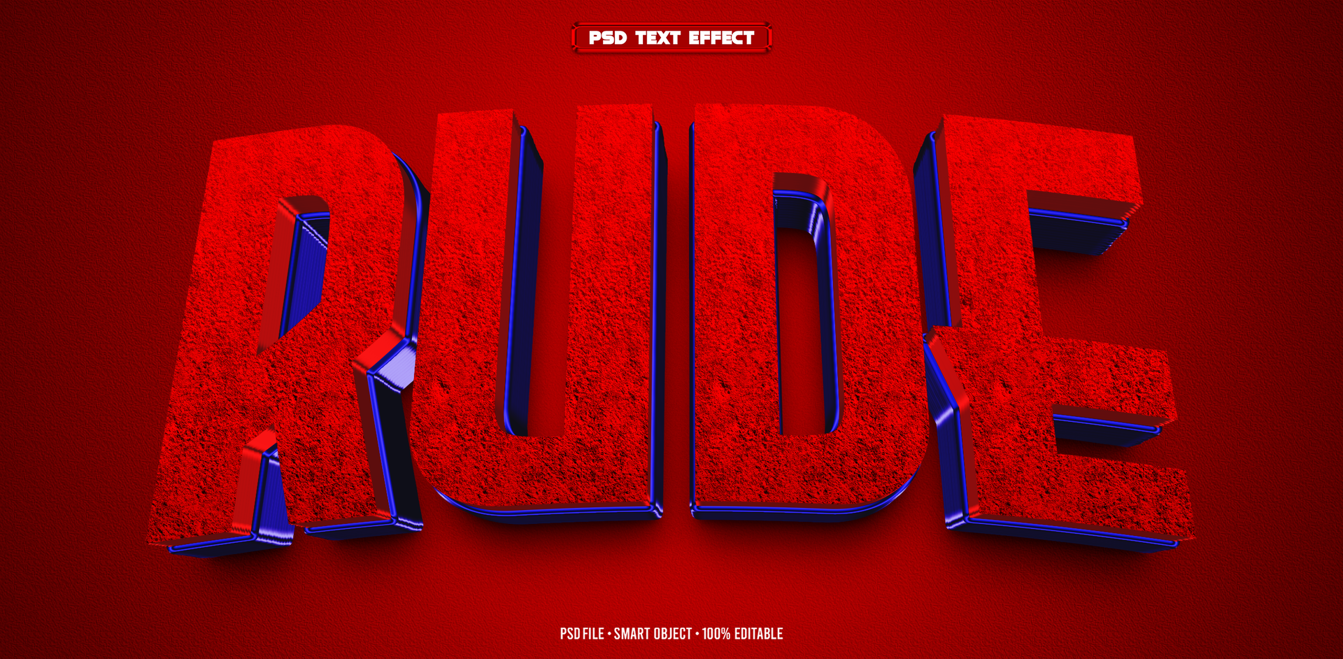 Rude 3D editable text effect psd