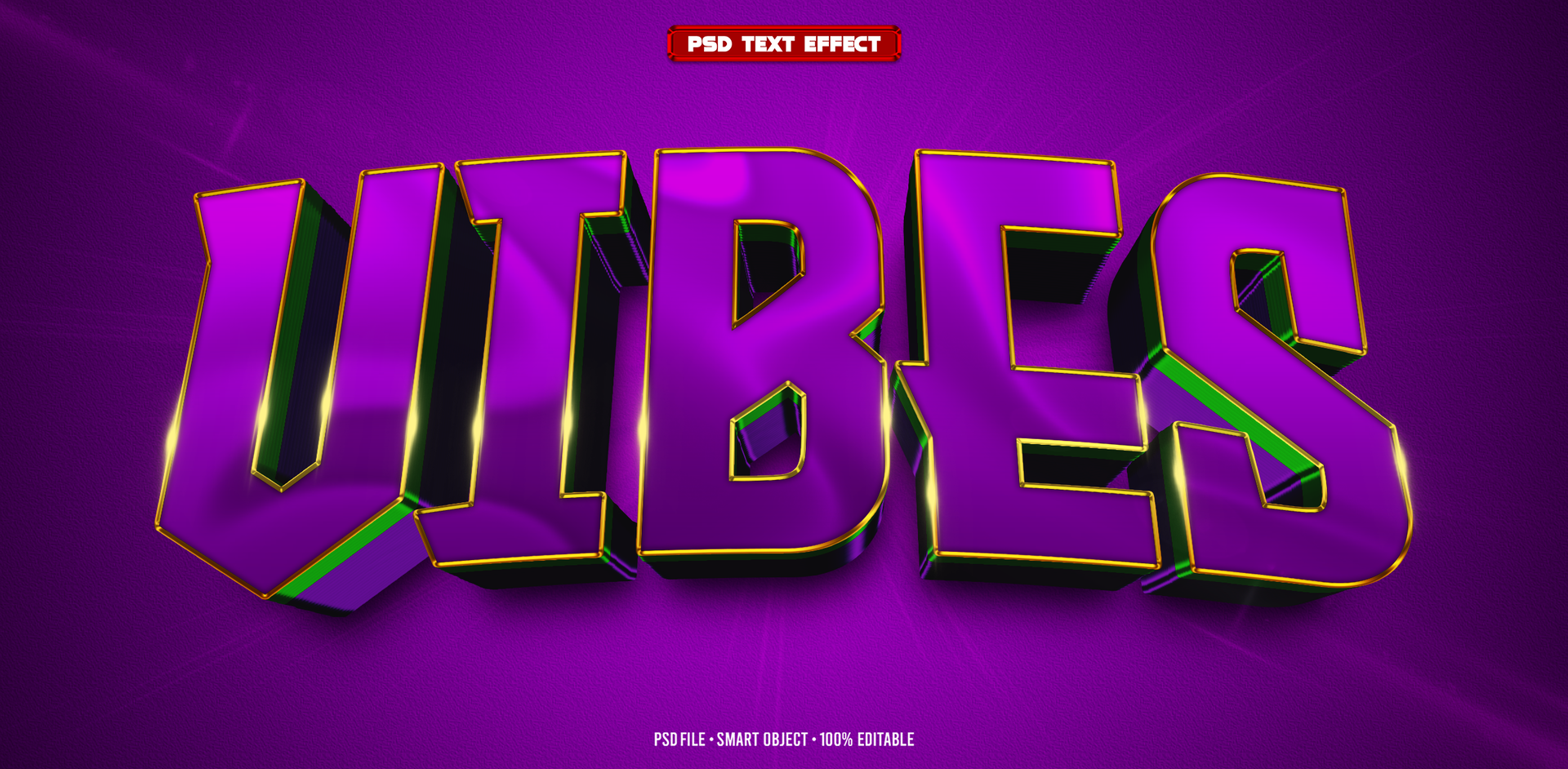Vibes purple 3D editable text effect psd