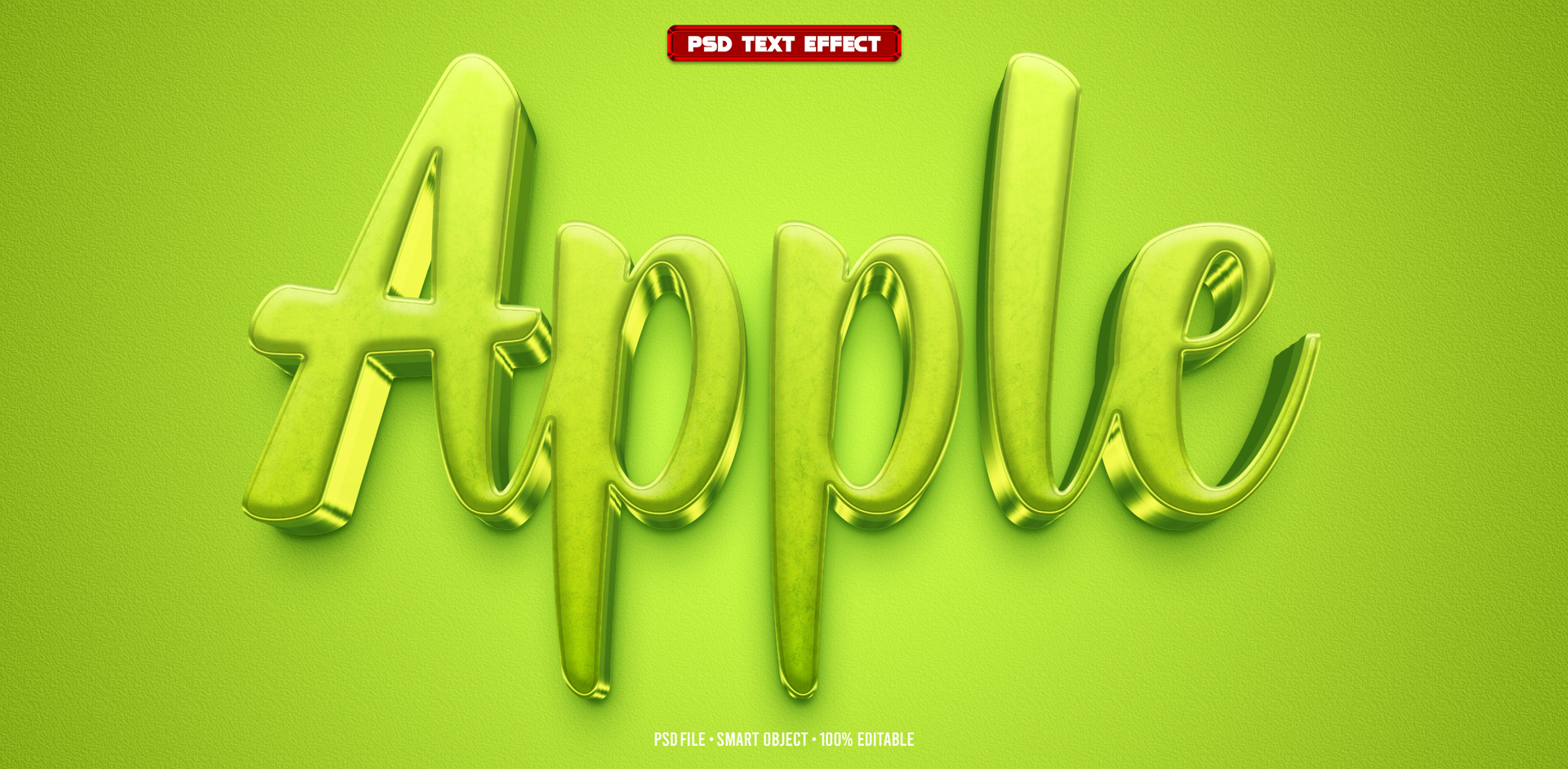 Apple 3D editable text effect psd