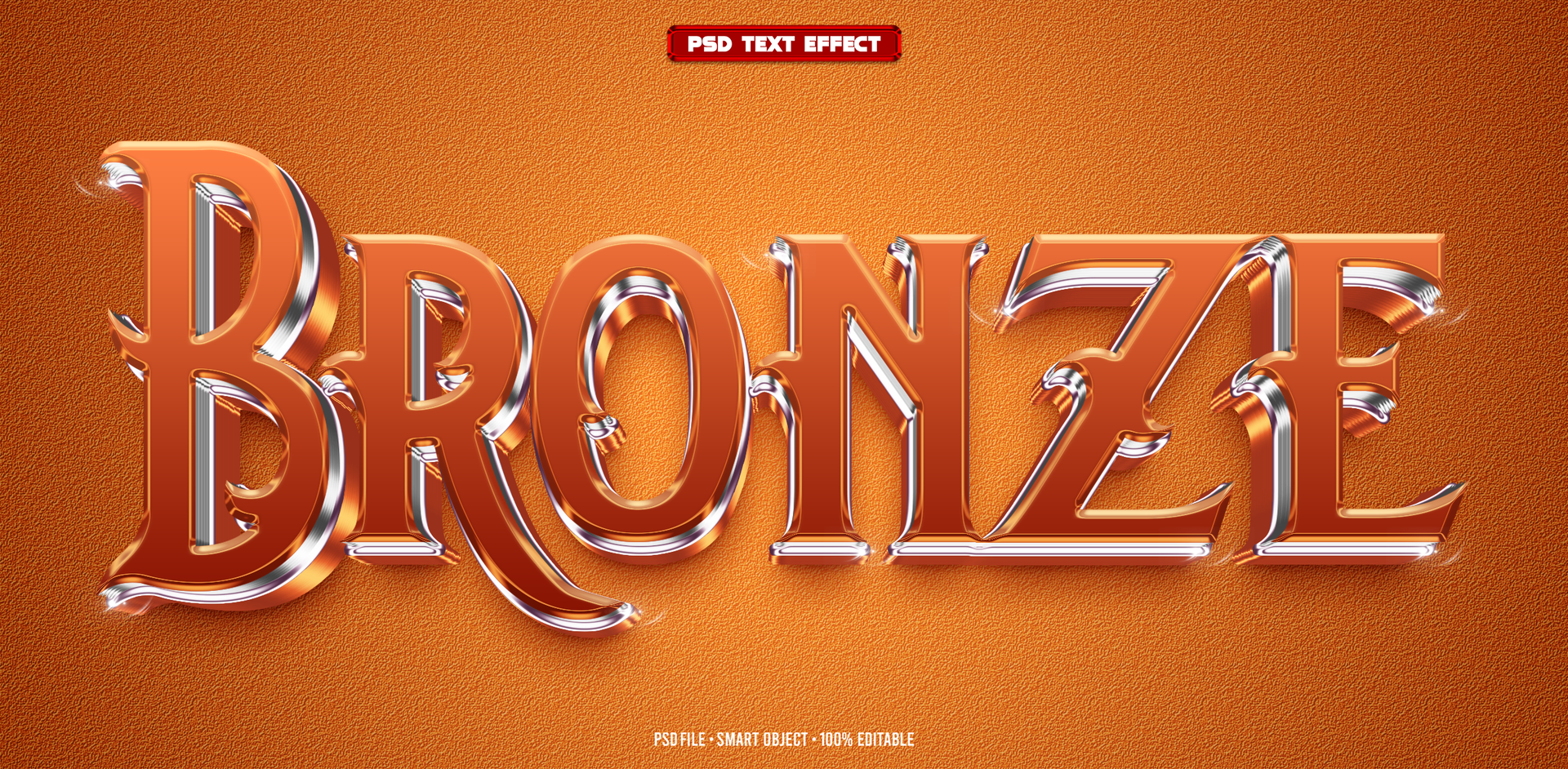 Bronze 3D editable text effect psd