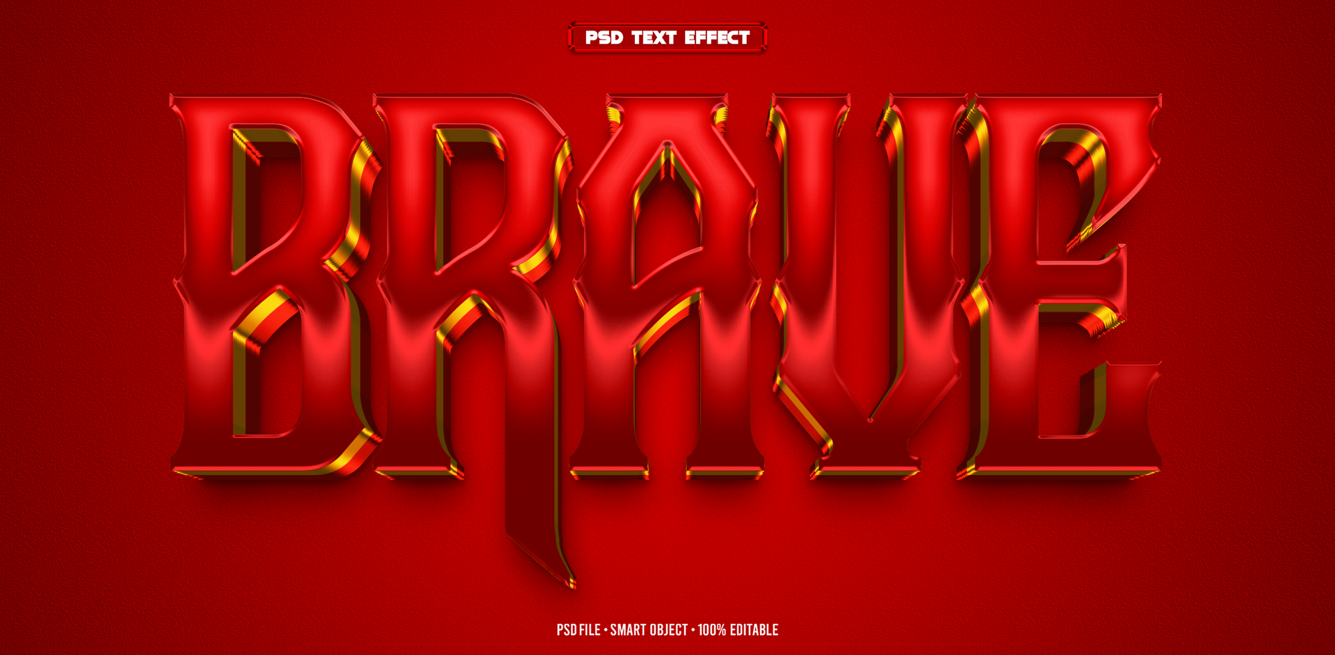 Brave 3D editable text effect psd