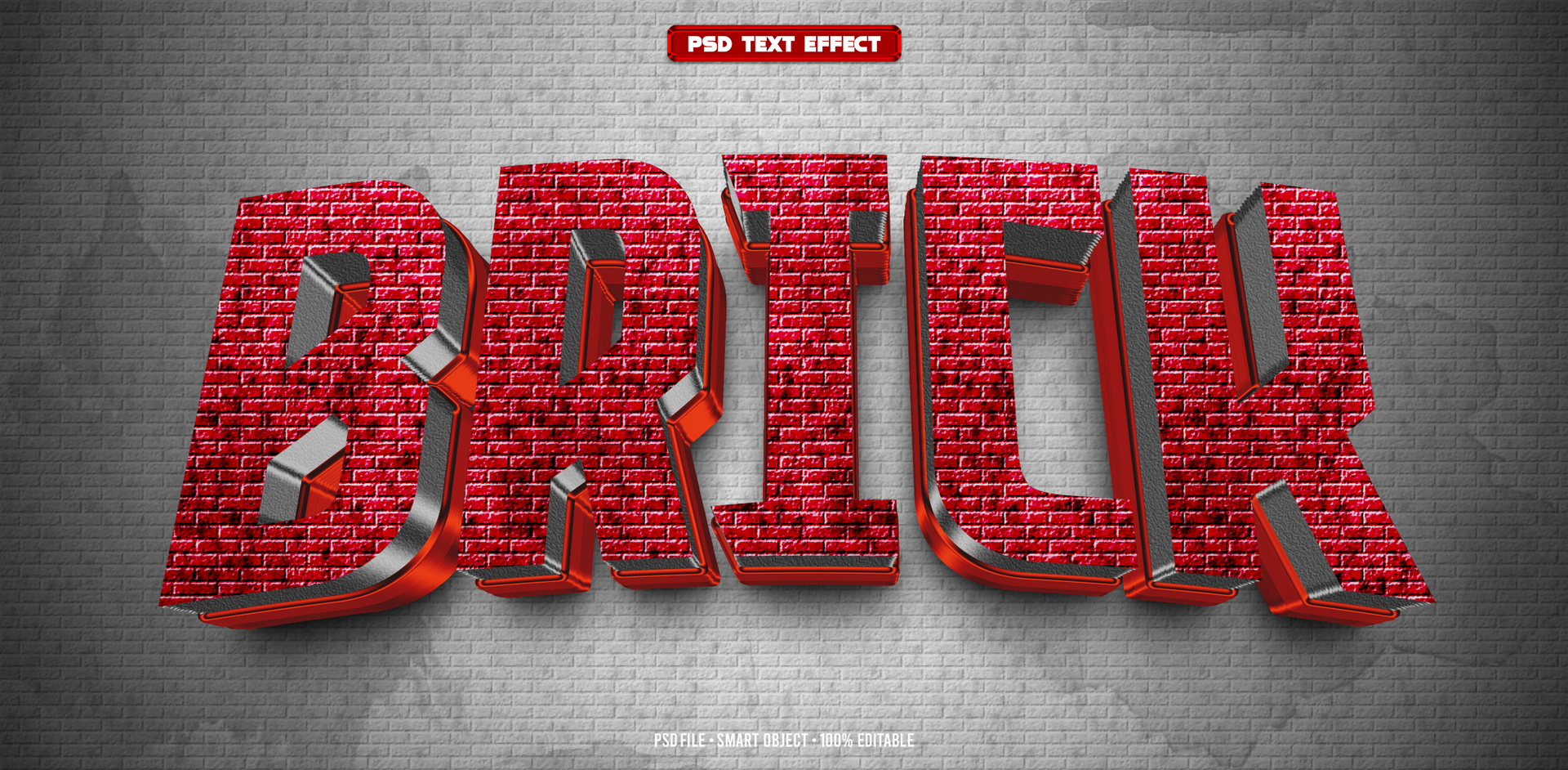 Brick 3D editable text effect psd