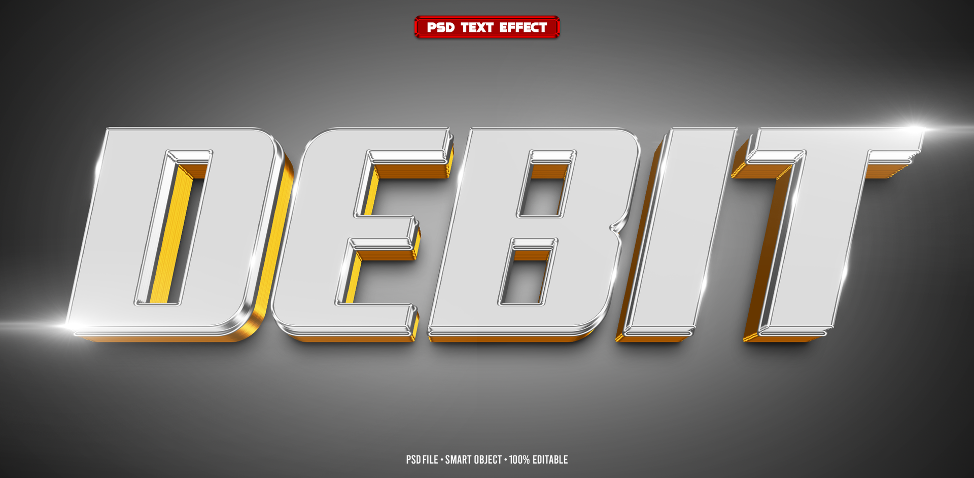 Debit 3D editable text effect psd