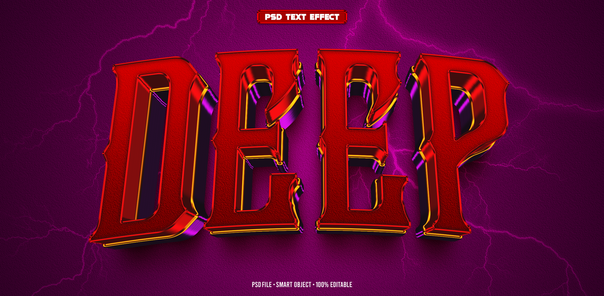 Deep 3D editable text effect psd