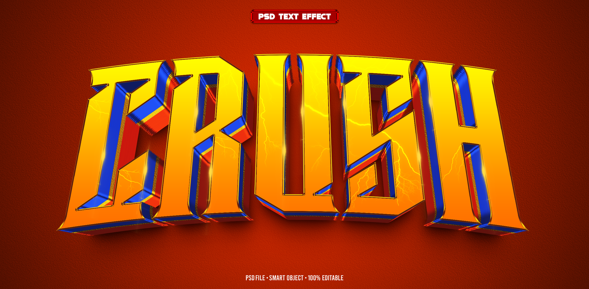 Crush 3D editable text effect psd