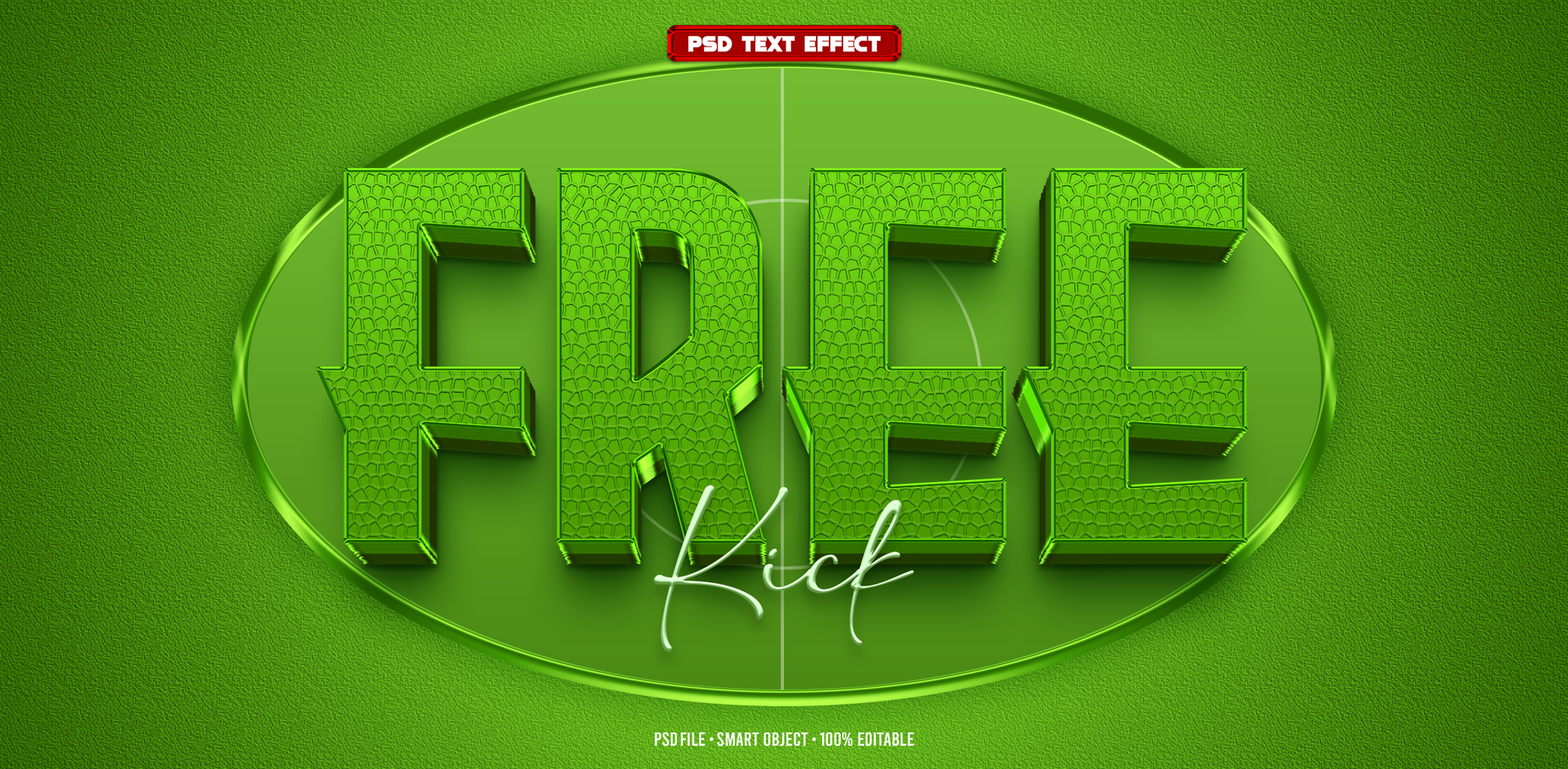 Free kick 3D editable text effect psd