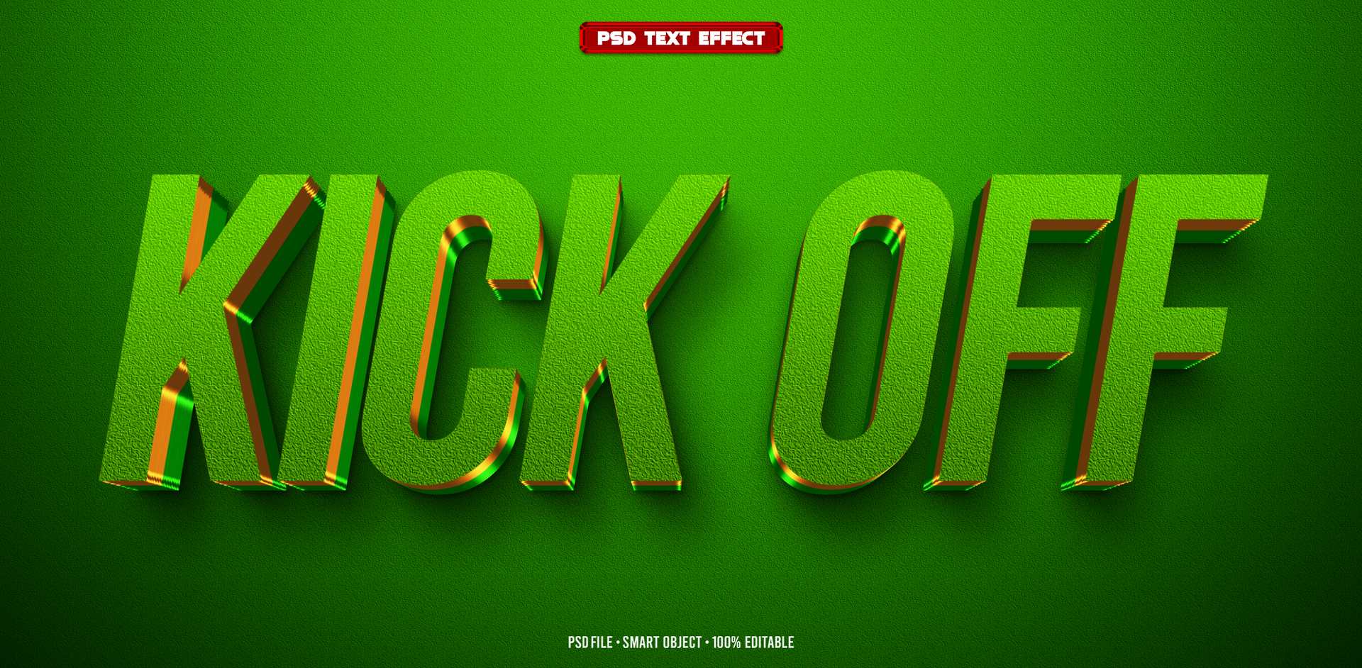 Kick Off 3D editable text effect psd