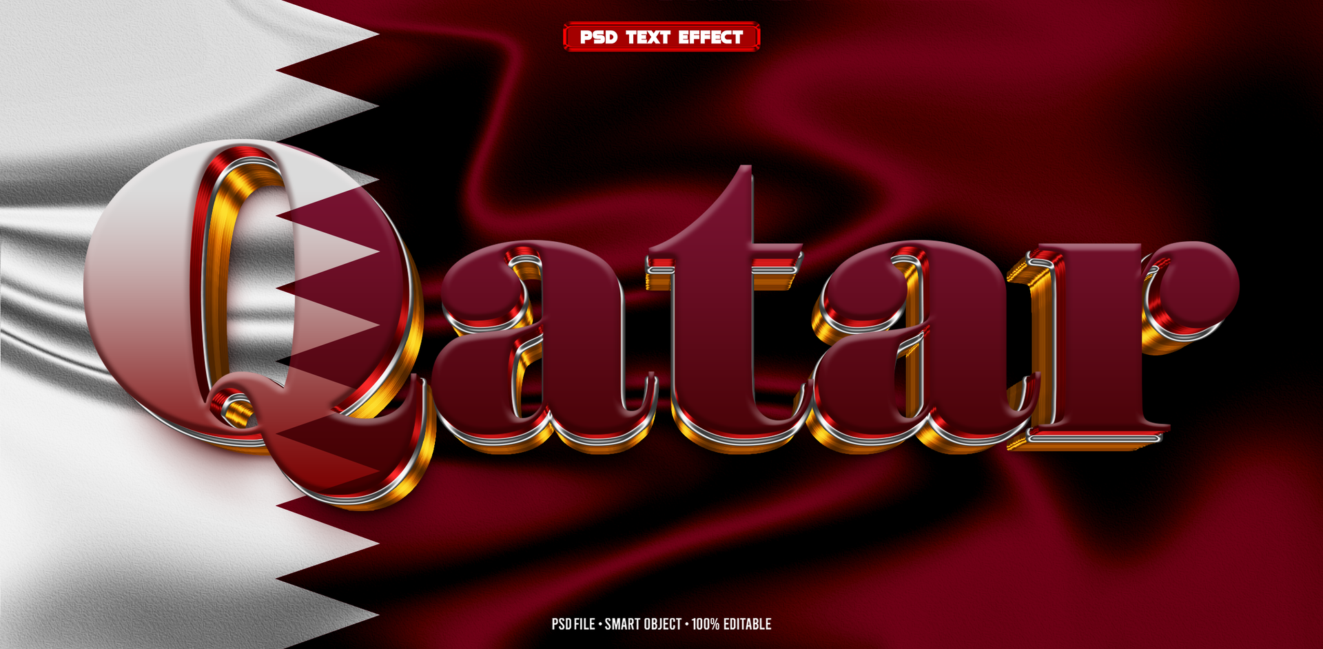 Qatar 3D editable text effect psd