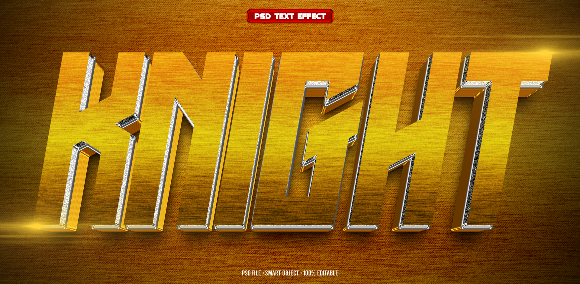 Gold Knight 3D editable text effect psd