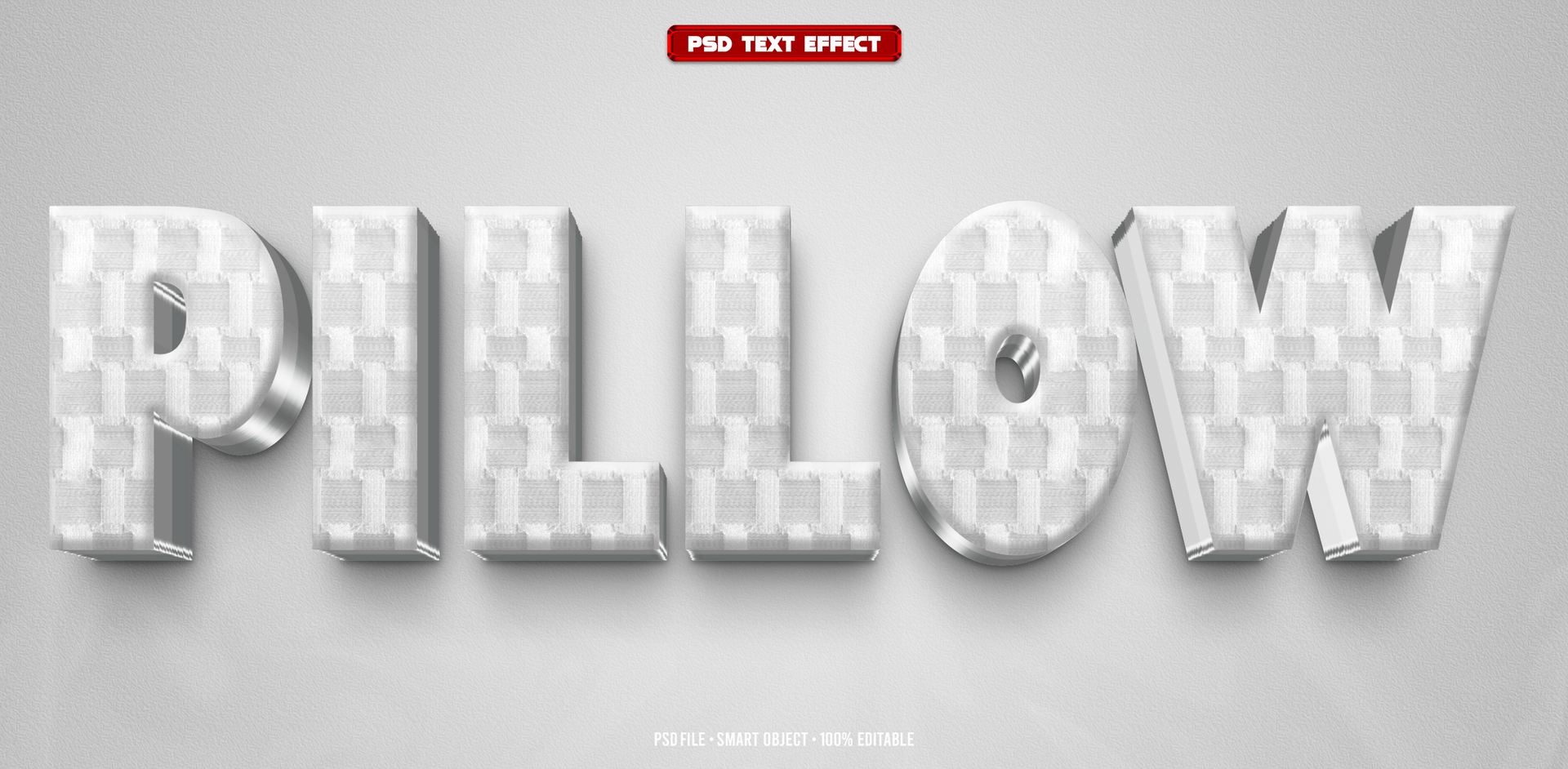 Pillow 3D editable text effect psd