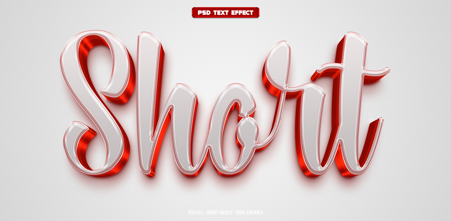 Short 3D editable text effect psd