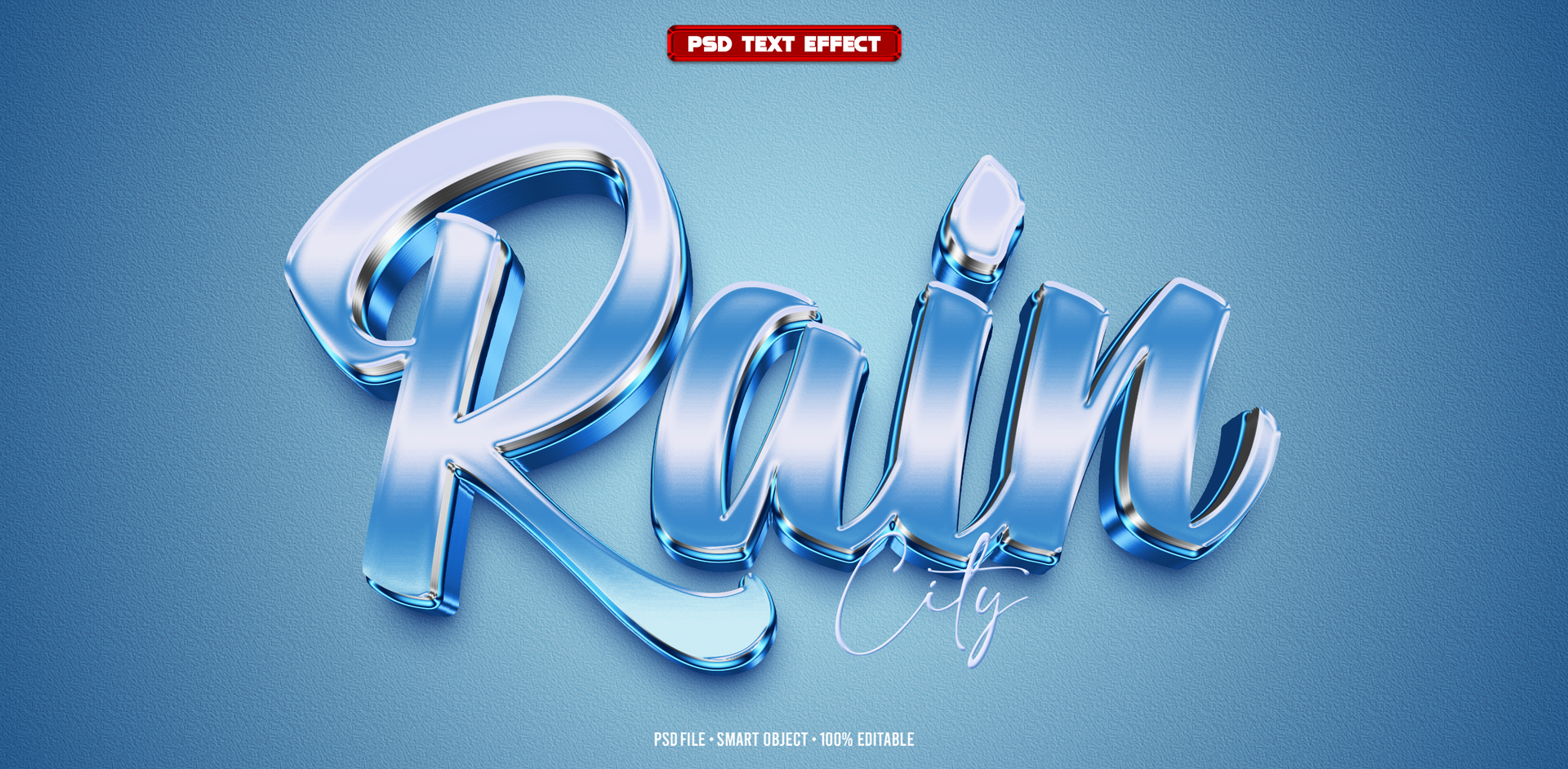 Rain 3D editable text effect psd