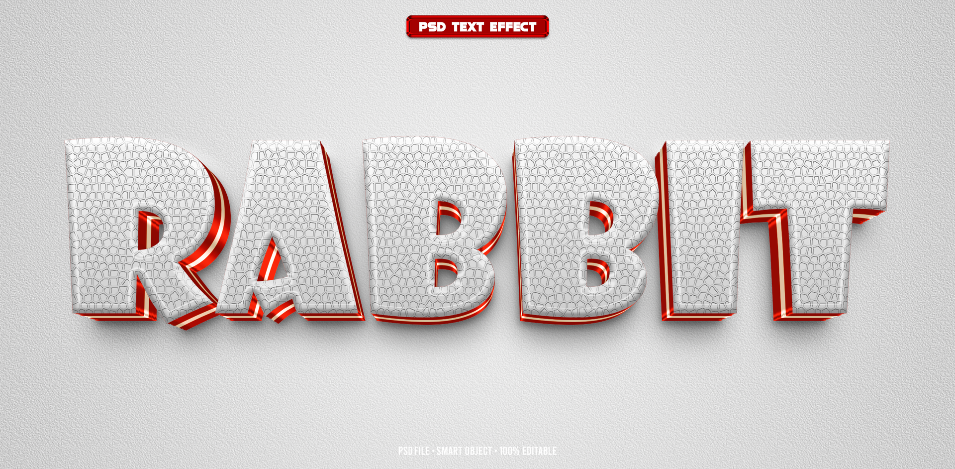 Rabbit 3D editable text effect psd