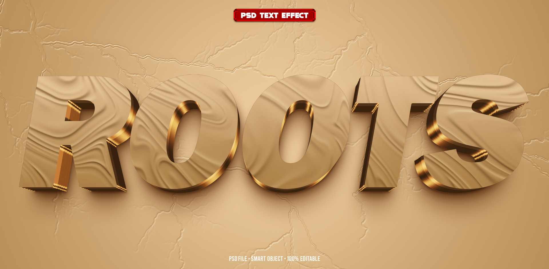 Roots 3D editable text effect psd