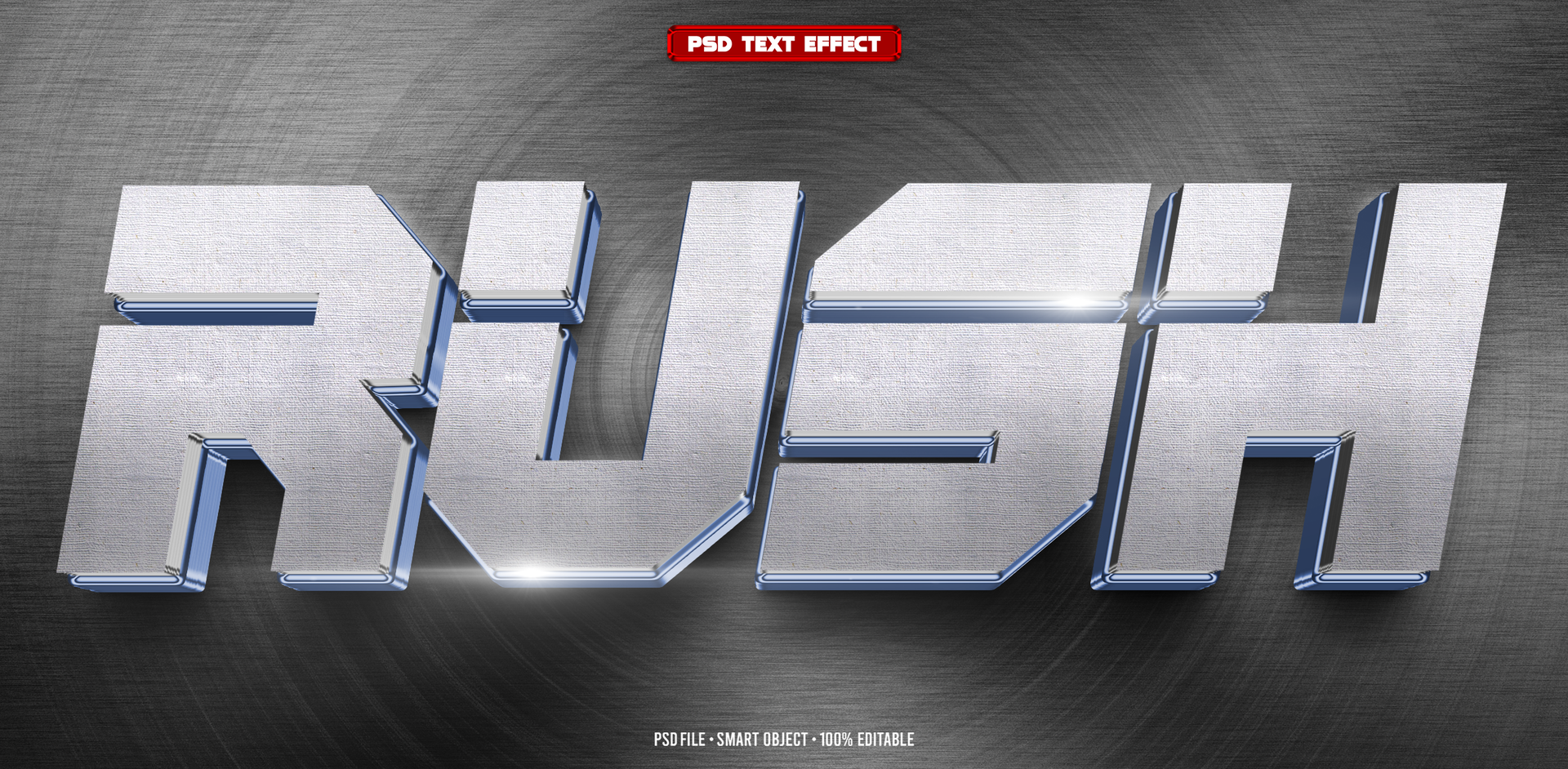 Rush metallic 3D editable text effect psd