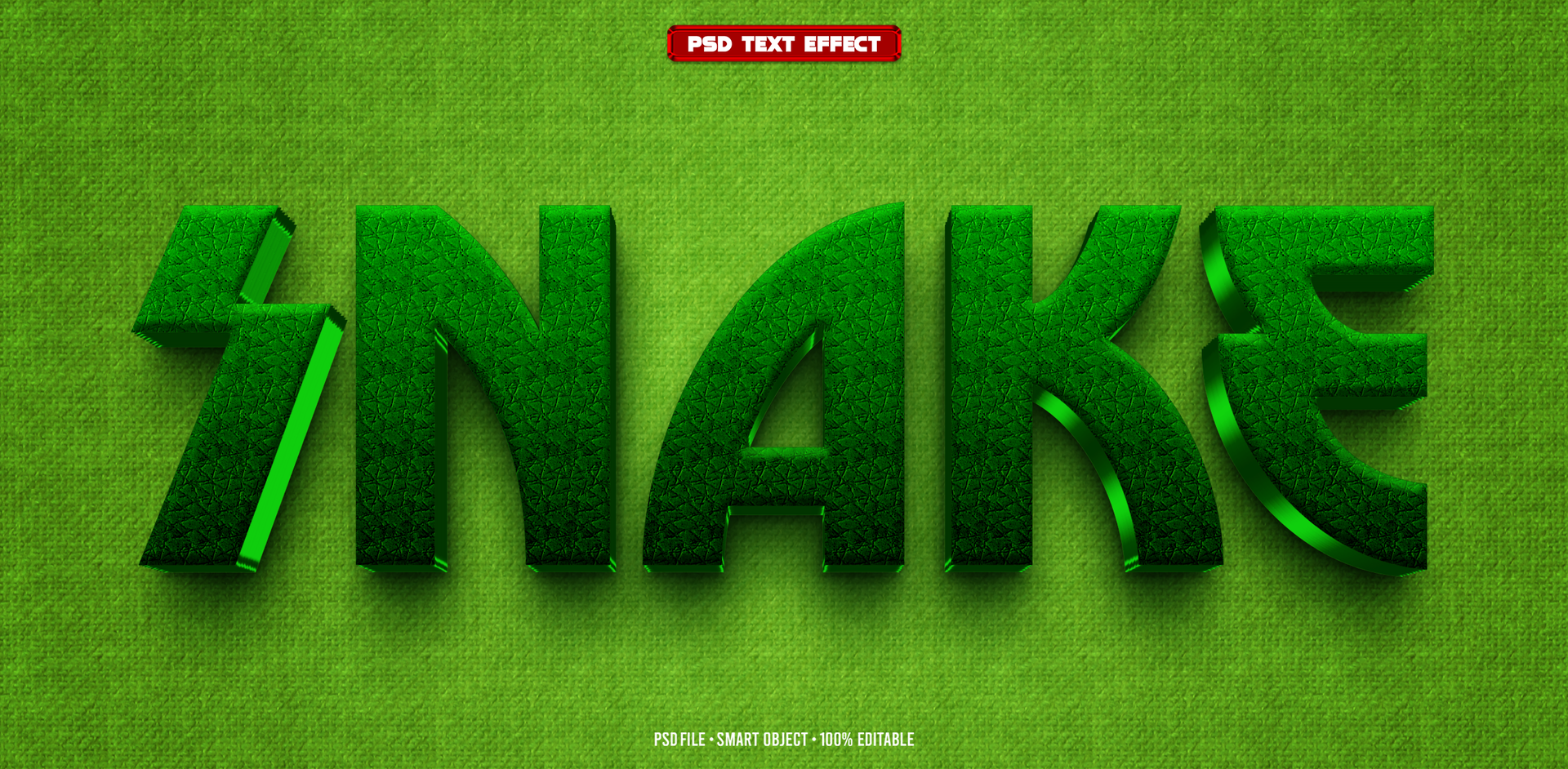 Snake 3D editable text effect psd