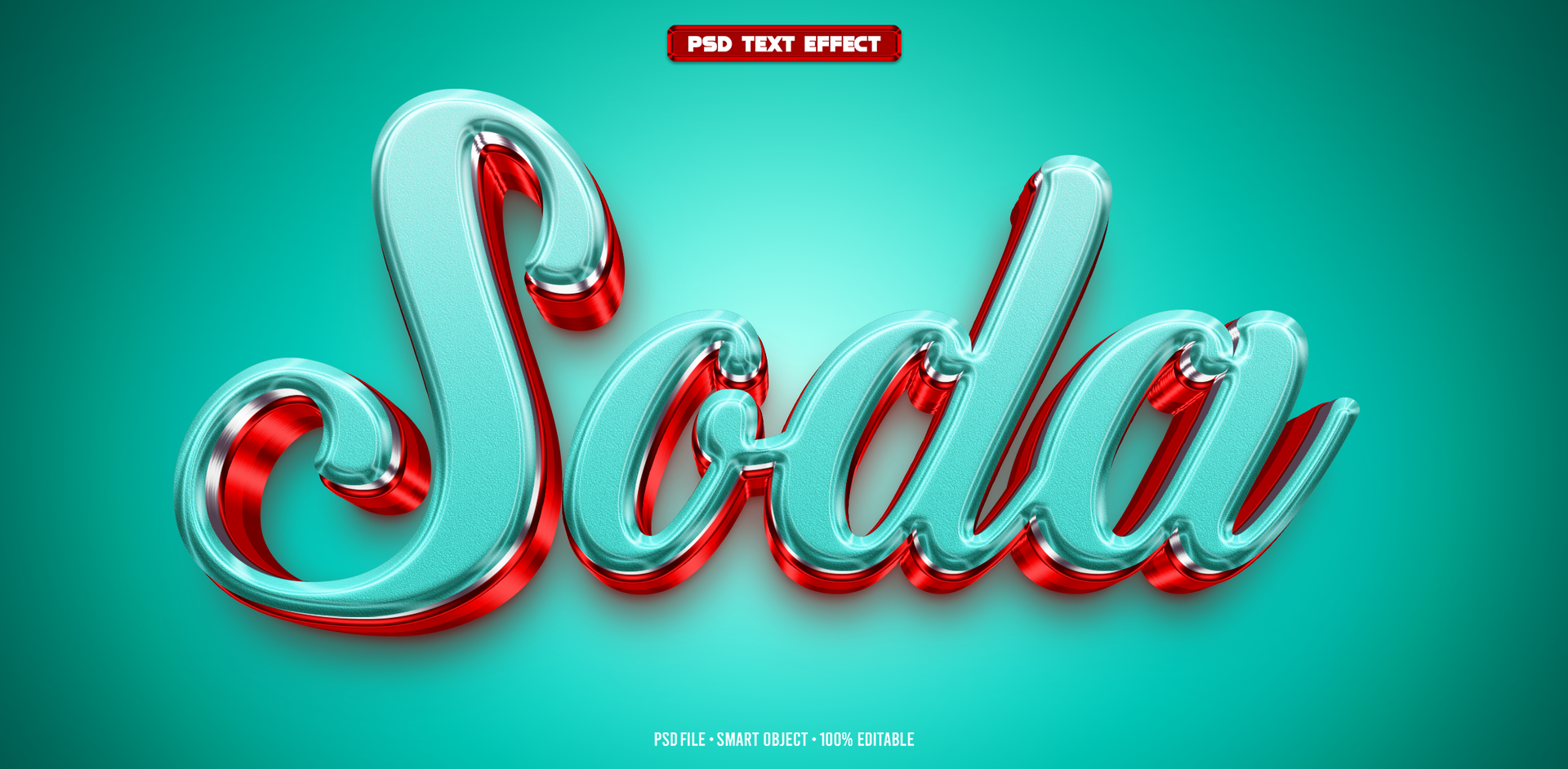 Soda 3D editable text effect psd