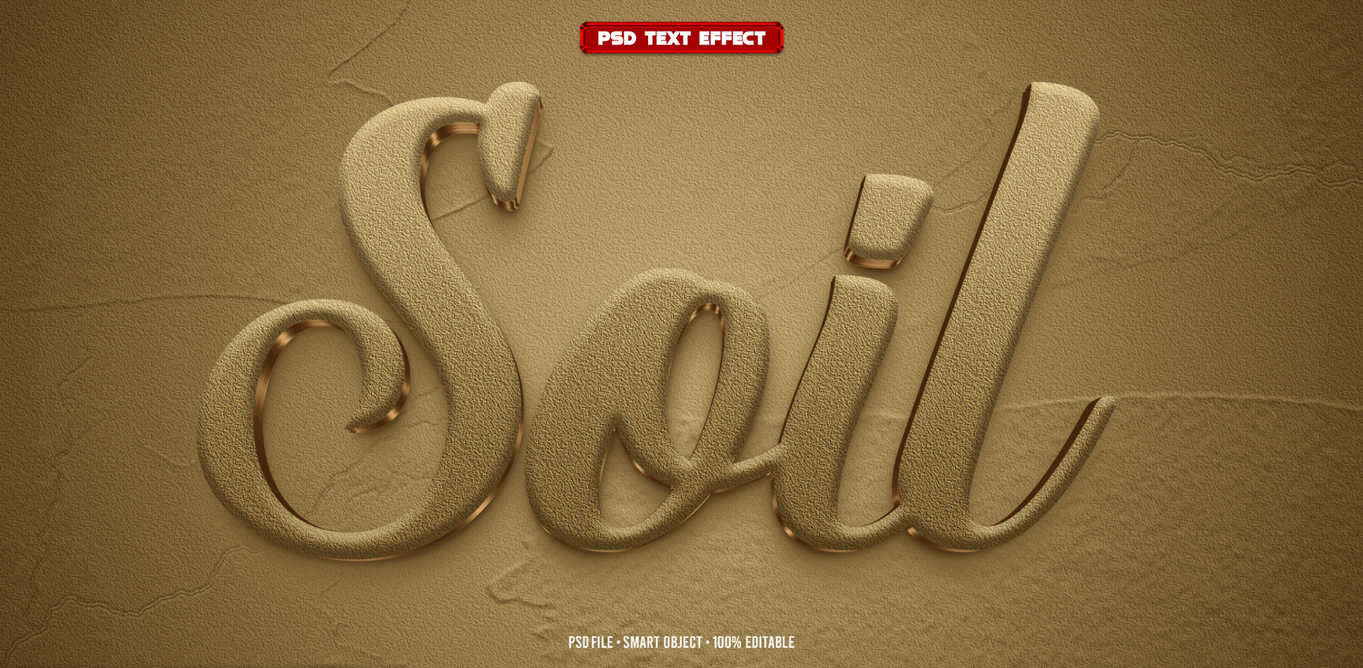 Soil 3D editable text effect psd