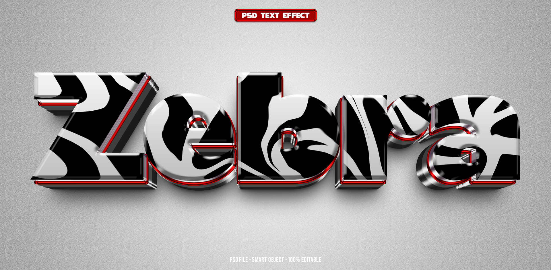 Zebra 3D editable text effect psd