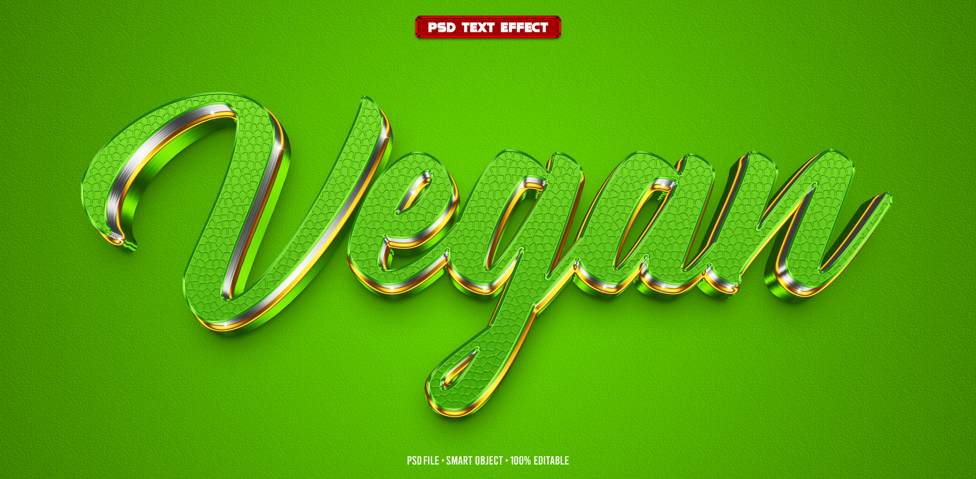 Vegan 3D editable text effect psd