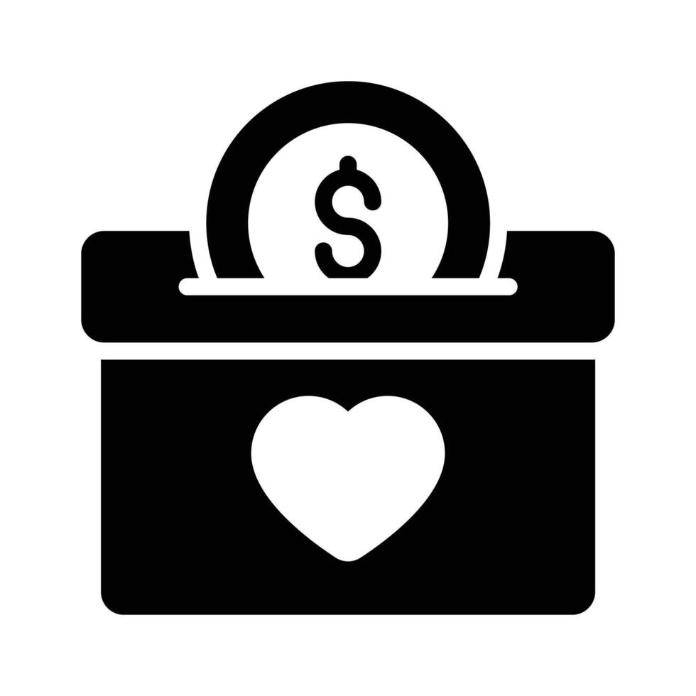 Easy to edit glyph style icon depicting donation box vector