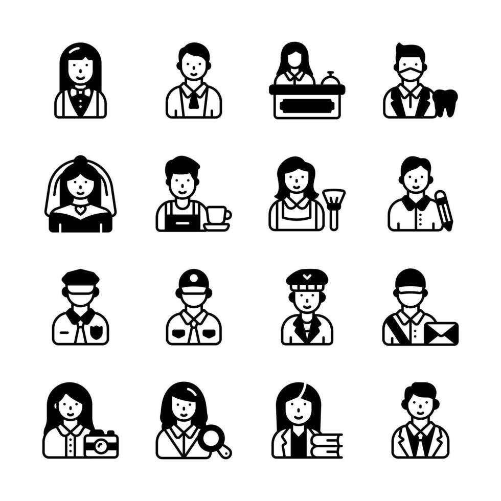 Check out amazing set of human profiles glyph style icons vector