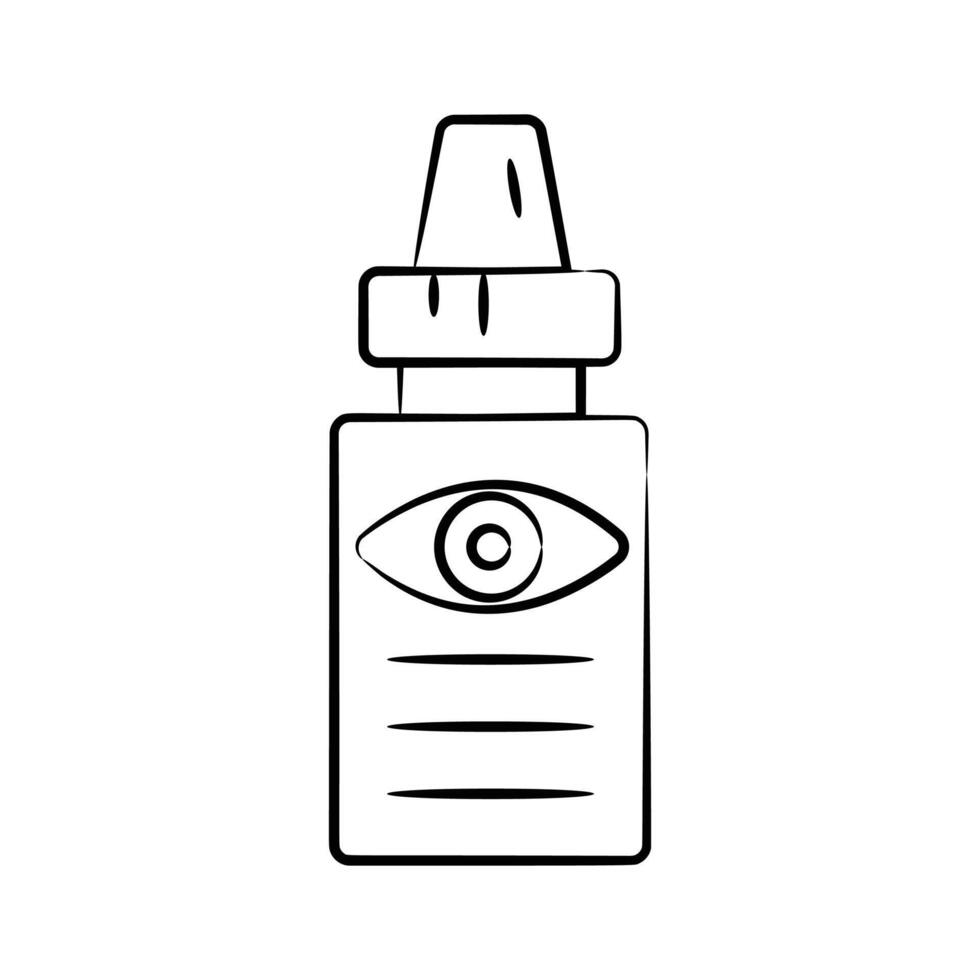 A handy hand drawn style icon showing eye drops bottle vector