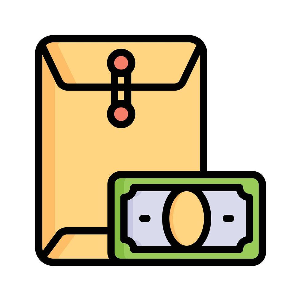 Flat outline style icon showing money envelope vector