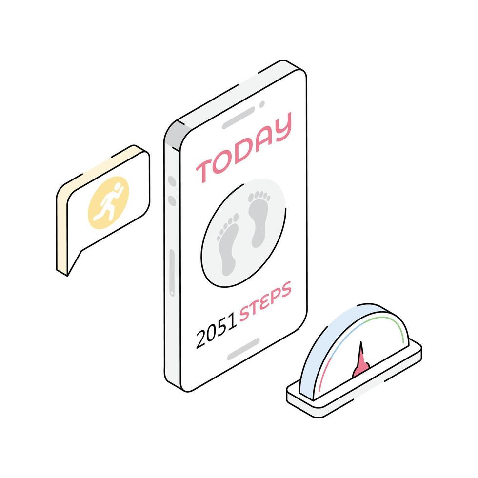 Step tracker app icon creatively designed in isometric style vector