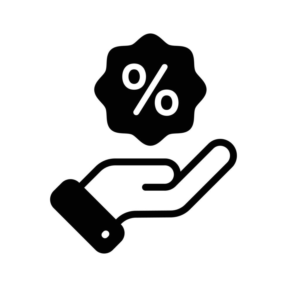A captivating glyph style icon of discount offer. vector