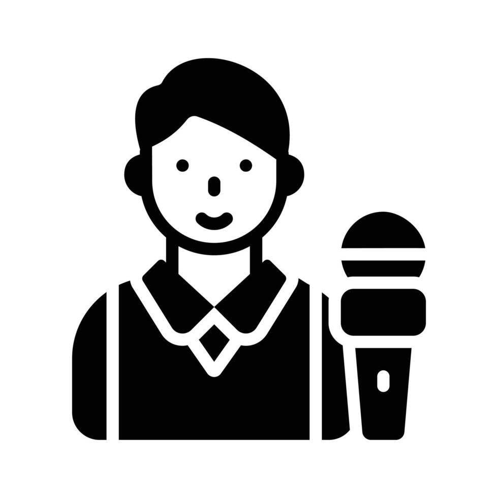 Check out our trendy glyph icon of male reporter vector