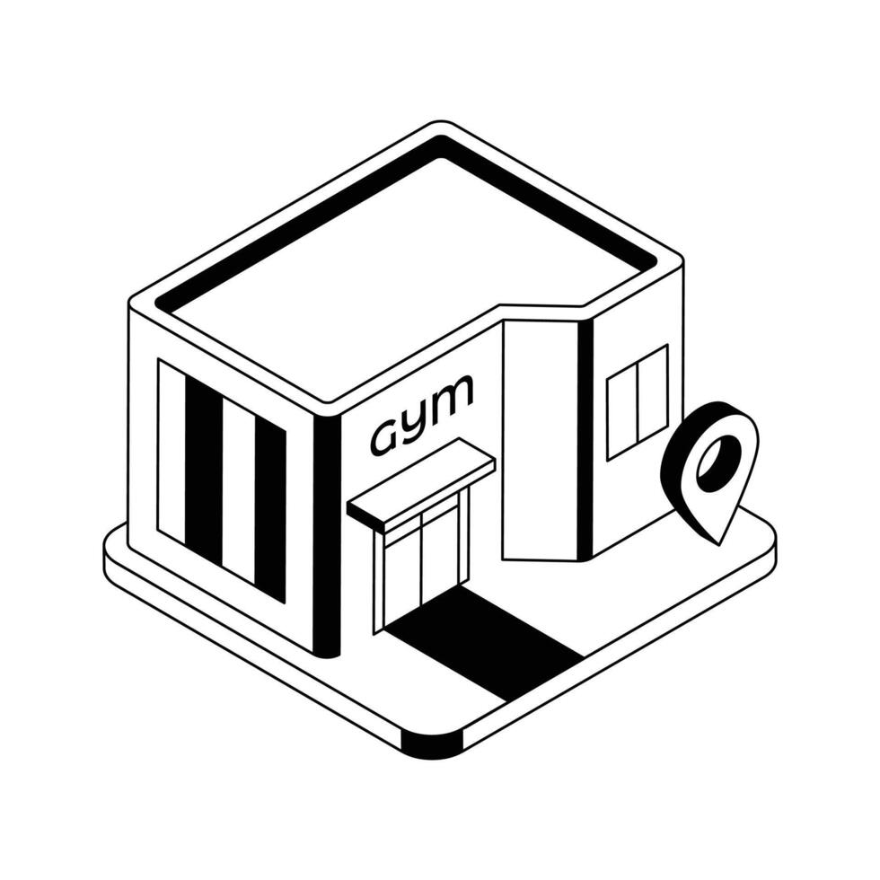 Check out modern isometric icon showing gym location. vector