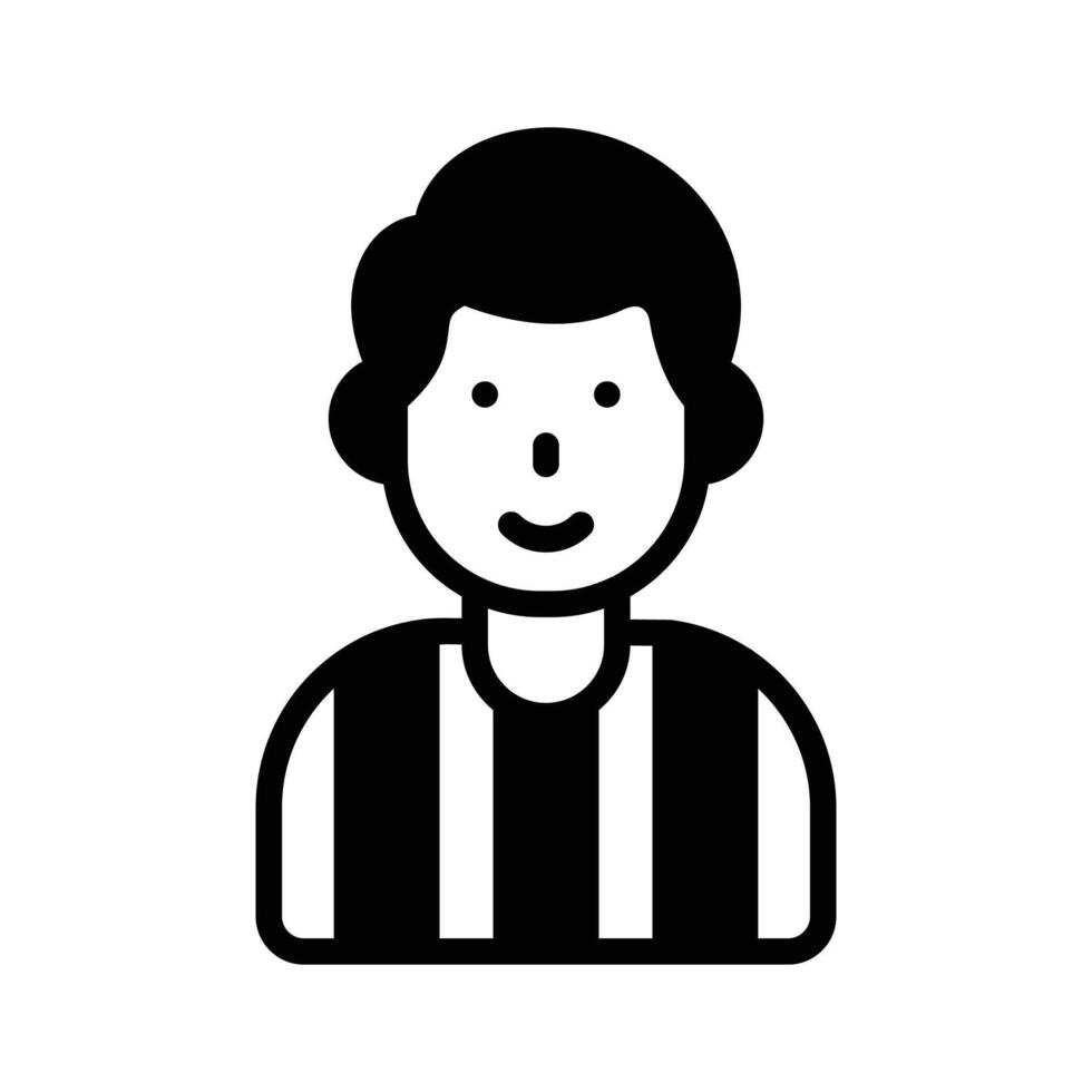 A handy glyph style icon showing referee character. vector